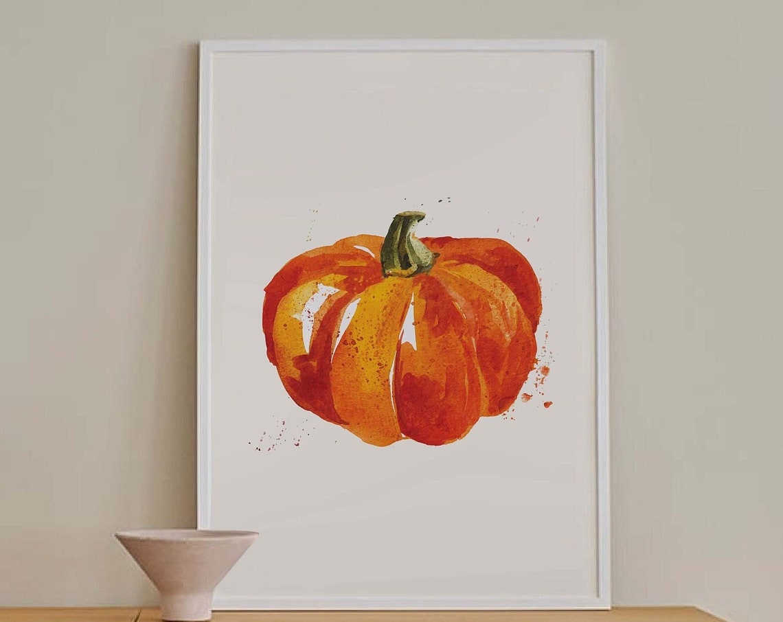 Watercolor Pumpkin Orange Fall Botanical Art Wall Decor Poster - Image 4