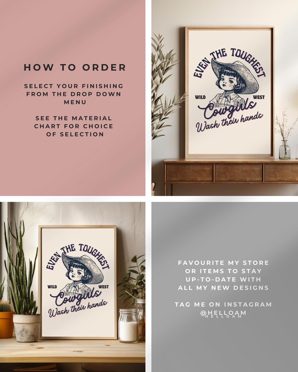 Even The Toughest Cowgirls Wash Their Hands Wild West Bathroom Print - Image 3