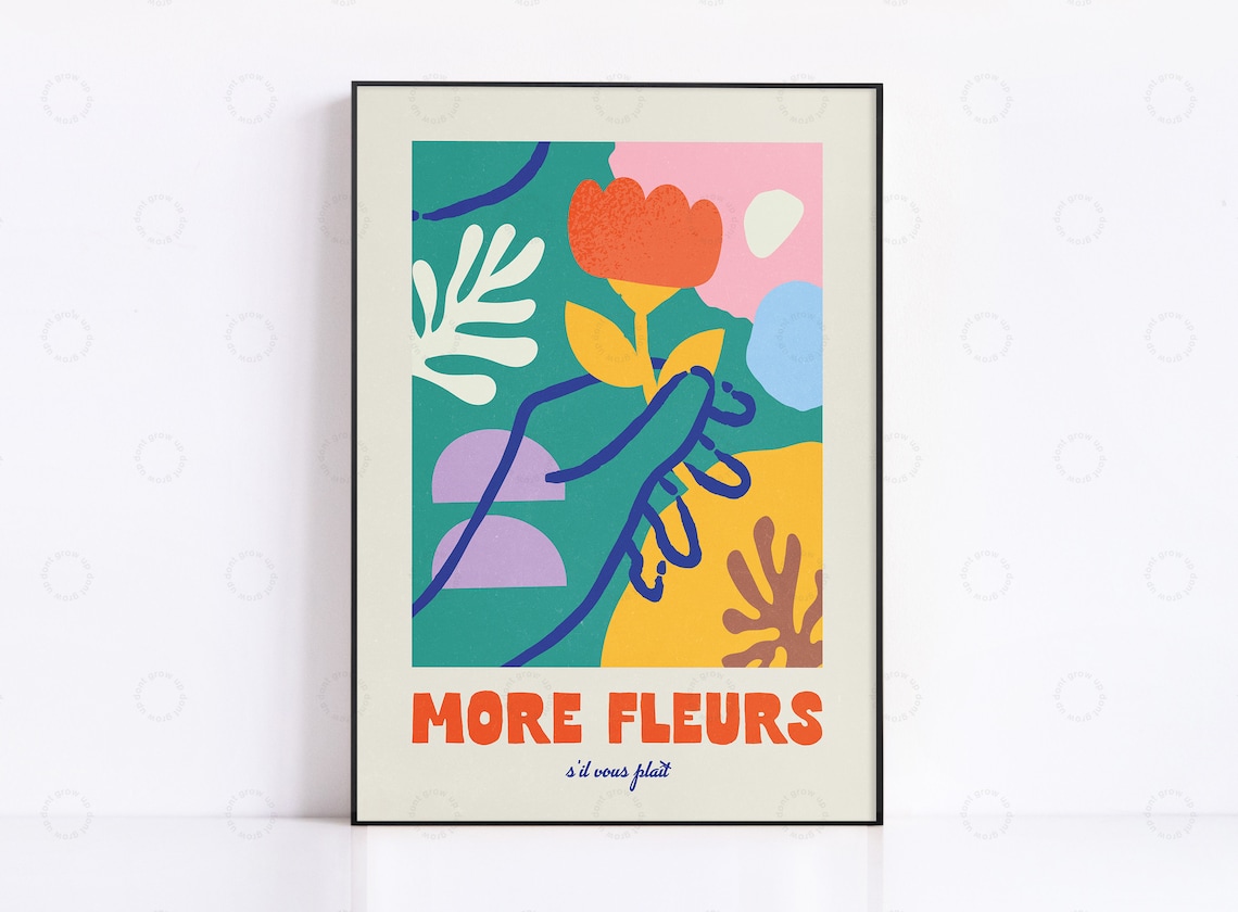More Fleurs French Floral Art Print, Abstract Floral