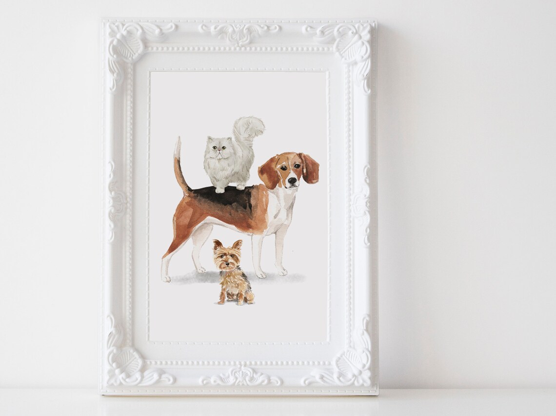 Custom Dog Portrait, Watercolor Pet Memorial Art - Image 2