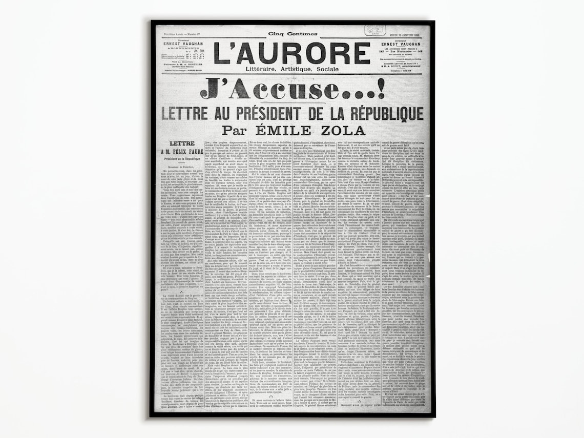 Emile Zola J'accuse Vintage Poster Print