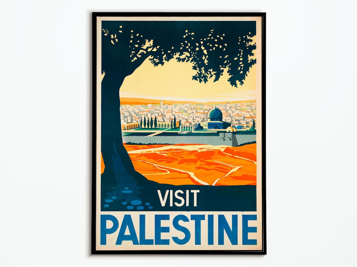 Vintage Palestine Travel Poster, Tourism Art Print