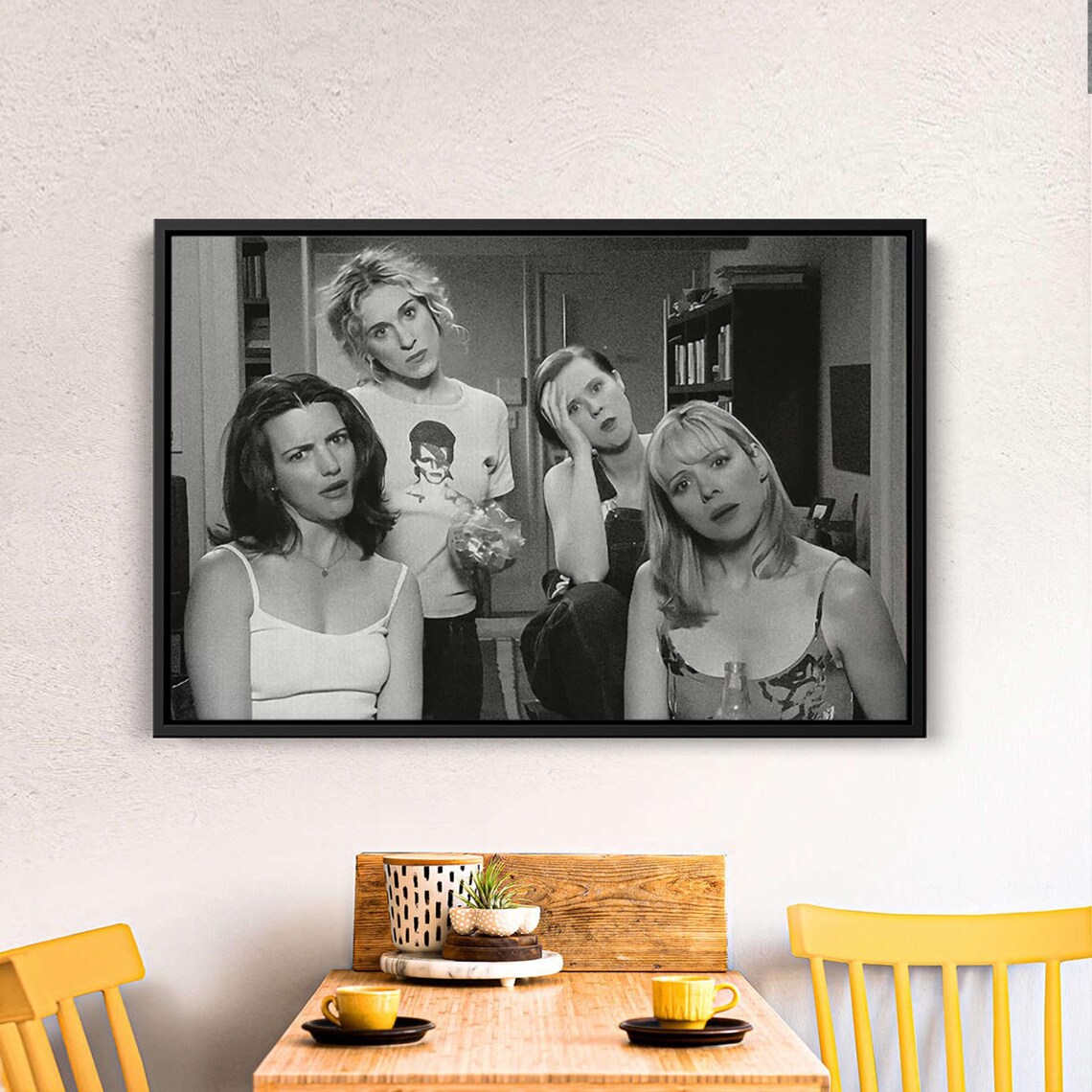 Sex and the City Four Friends Black White Scene Canvas Print