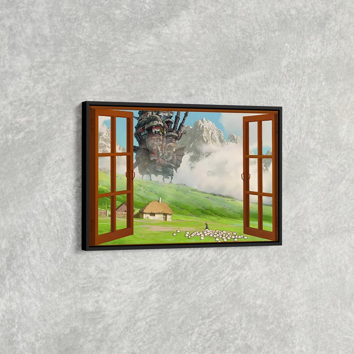 Howl's Moving Castle Window View Anime Movie Art Poster Studio Ghibli