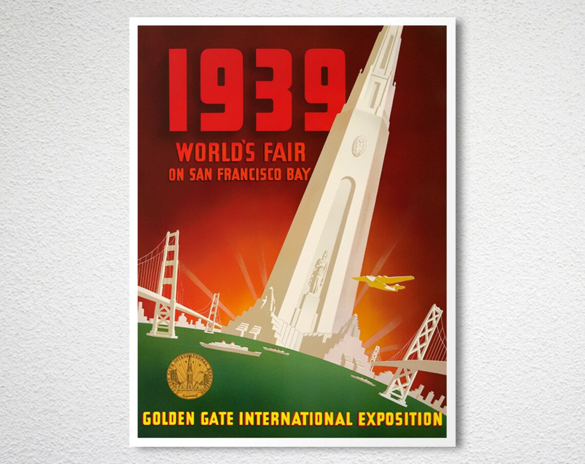 Worlds Fair On San Francisco Bay 1939 Vintage Travel Poster - Image 2