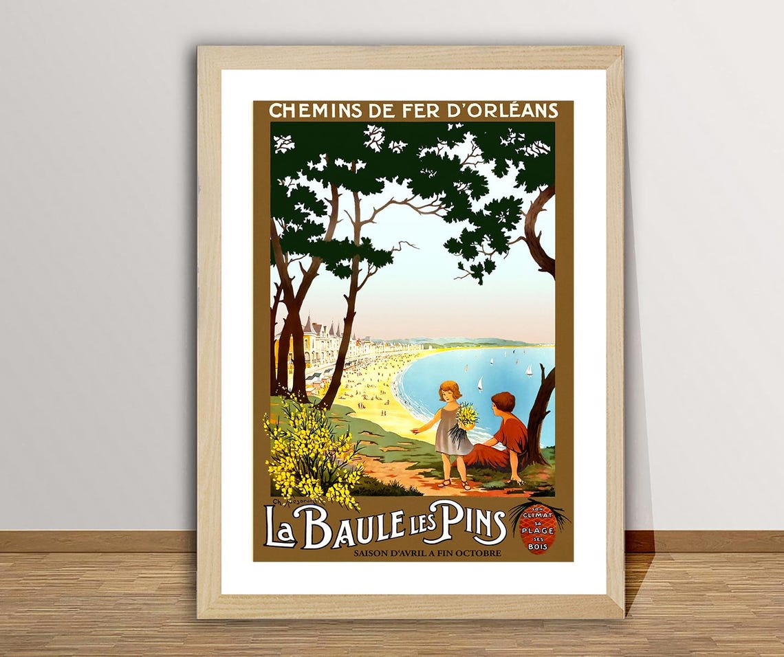 Chemins de Fer Orleans La Baule les Pins Beach Vintage Poster