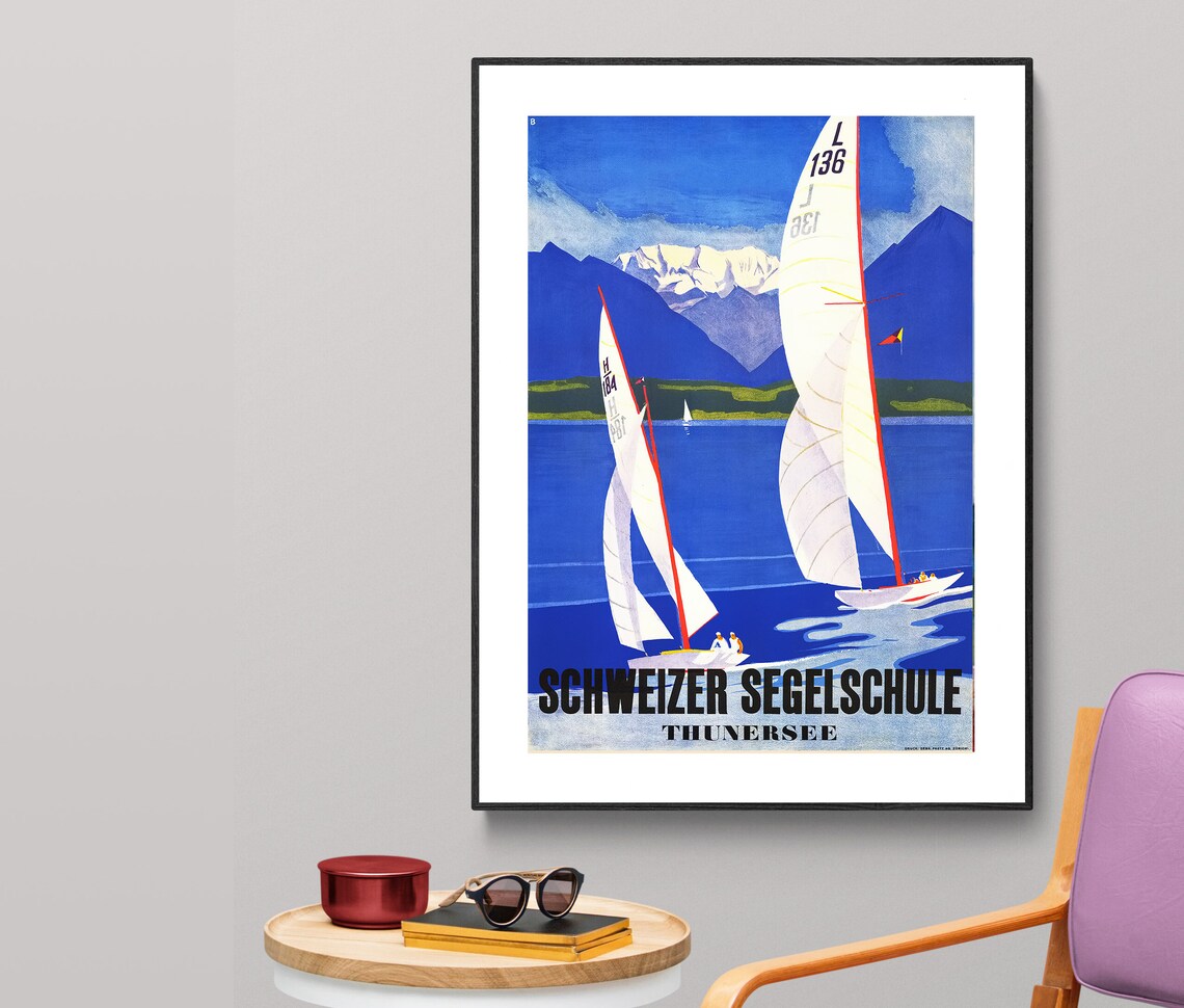 Schweizer Segelschule Vintage Travel Poster
