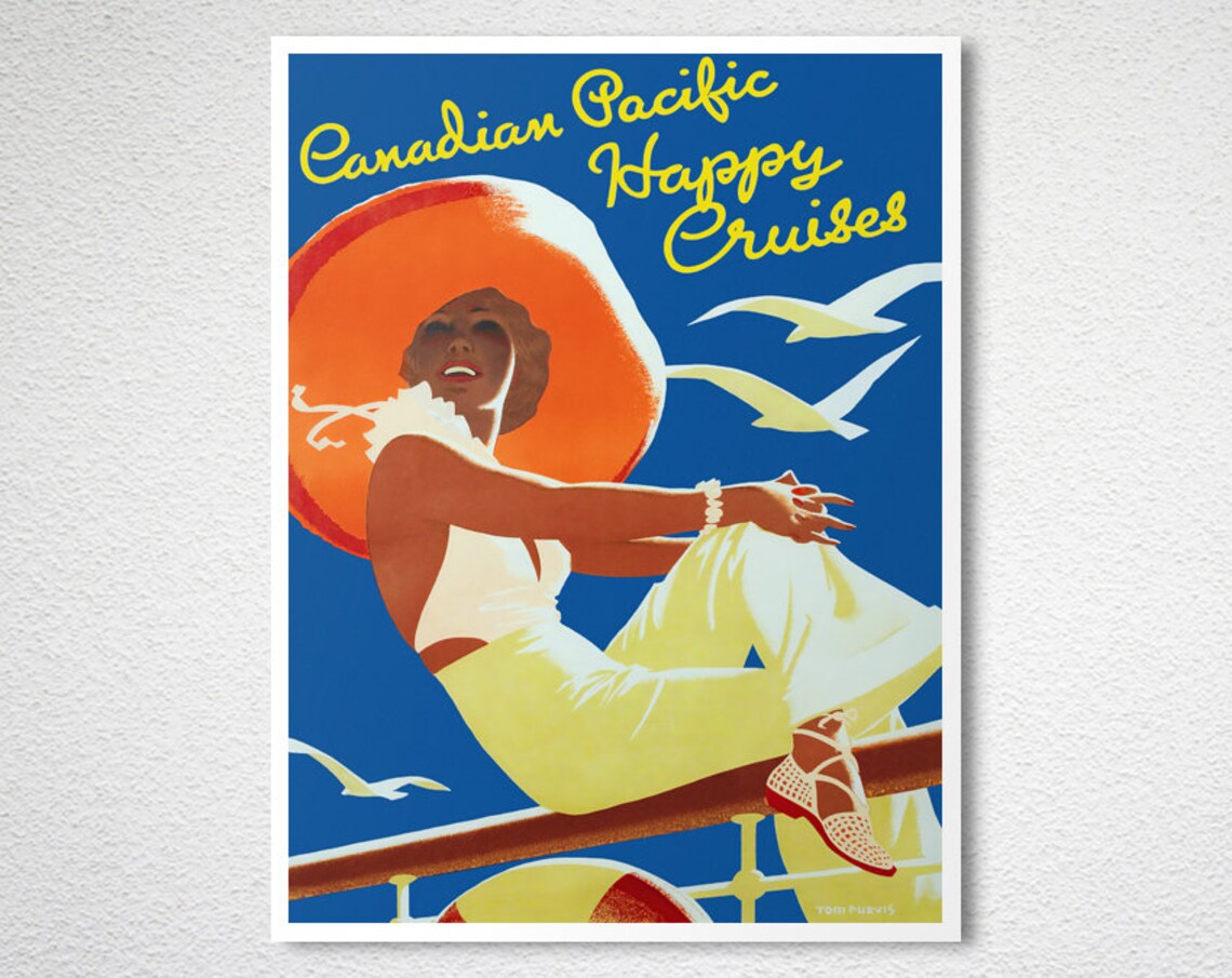 Canadian Pacific Happy Cruises Tom Purvis Vintage Travel Poster - Image 2