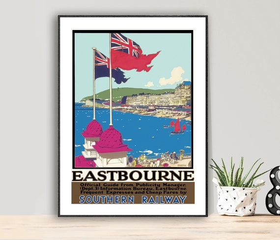 Eastbourne England Vintage Travel Poster Poster Paper Or Print Gift Idea