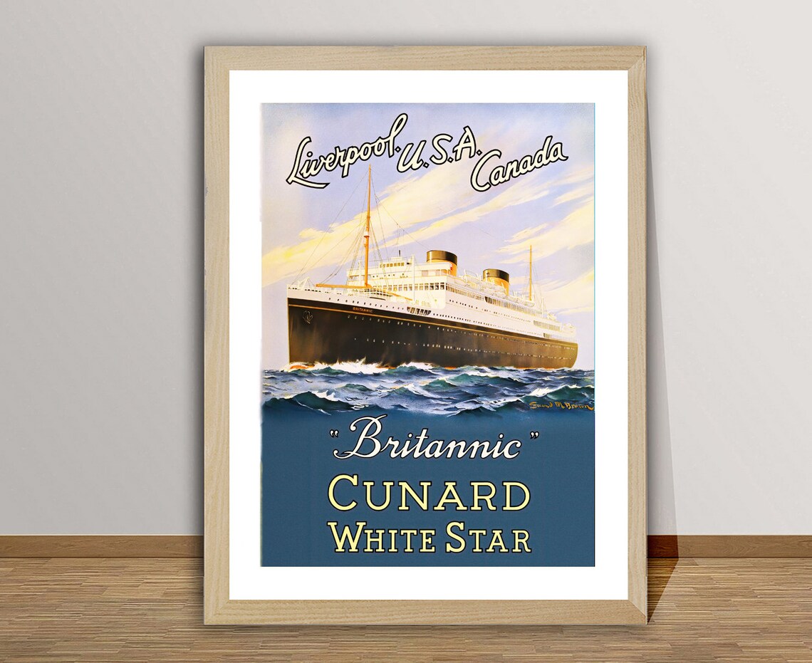Britannic Cunard White Star Liverpool USA Canada Ship Poster - Image 2