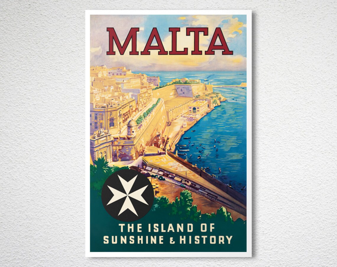Malta Vintage Travel Poster, Island of Sunshine - Image 2