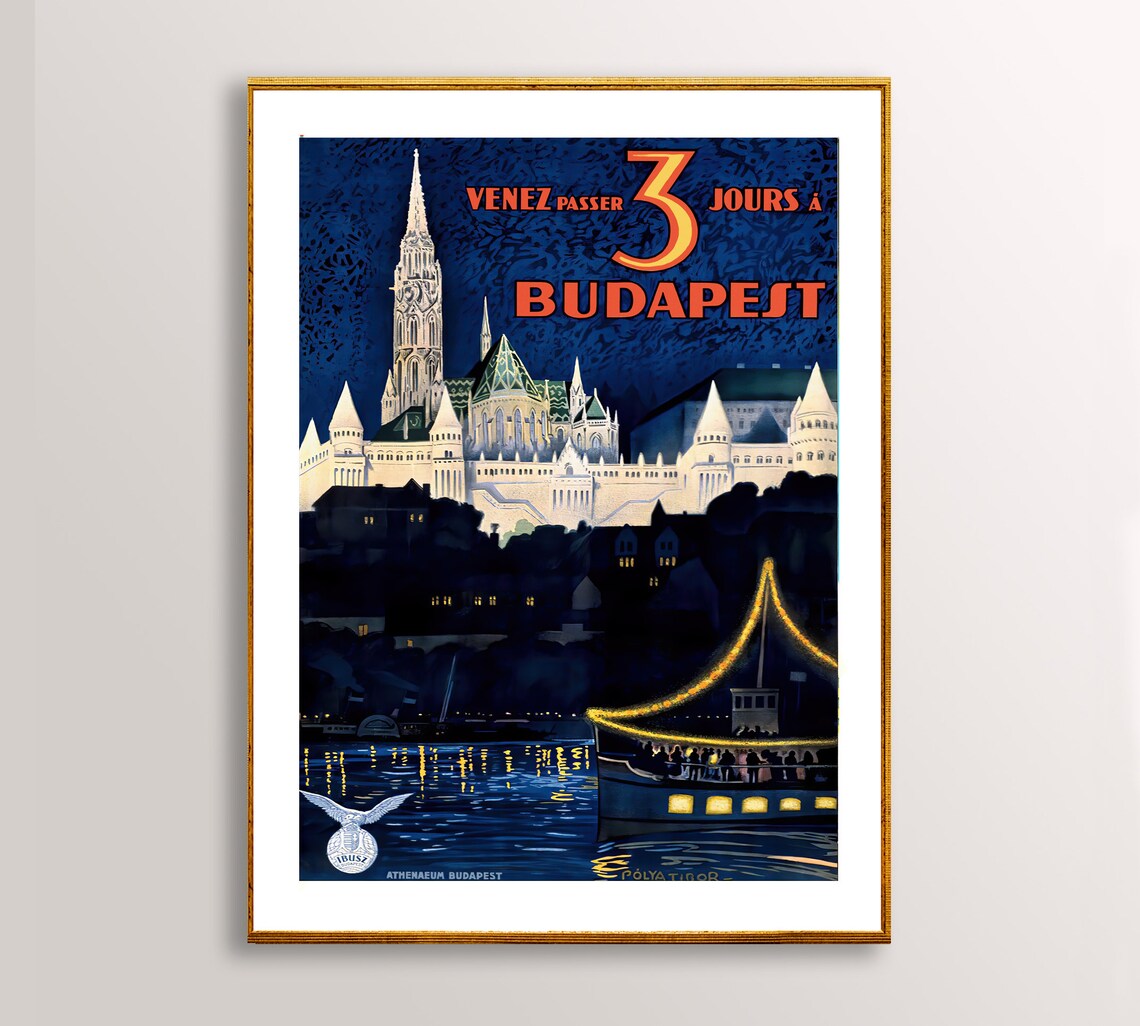 Budapest Hungary Vintage Travel Poster Wall Art Print - Image 2