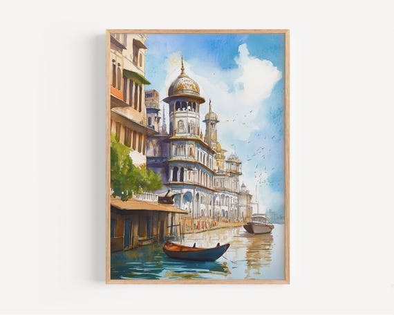 Kolkata Watercolor Painting Wall Art Print Poster India Travel Decor Illustration Home