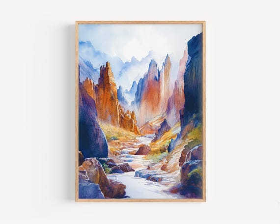 Zhangye Danxia Watercolor Print Wall Art Asia Poster China Travel Chinese Decor Illustration Home