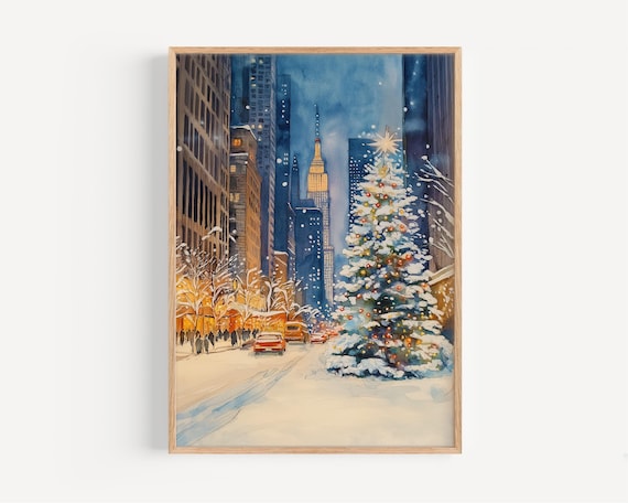 New York Watercolor Painting Travel Poster