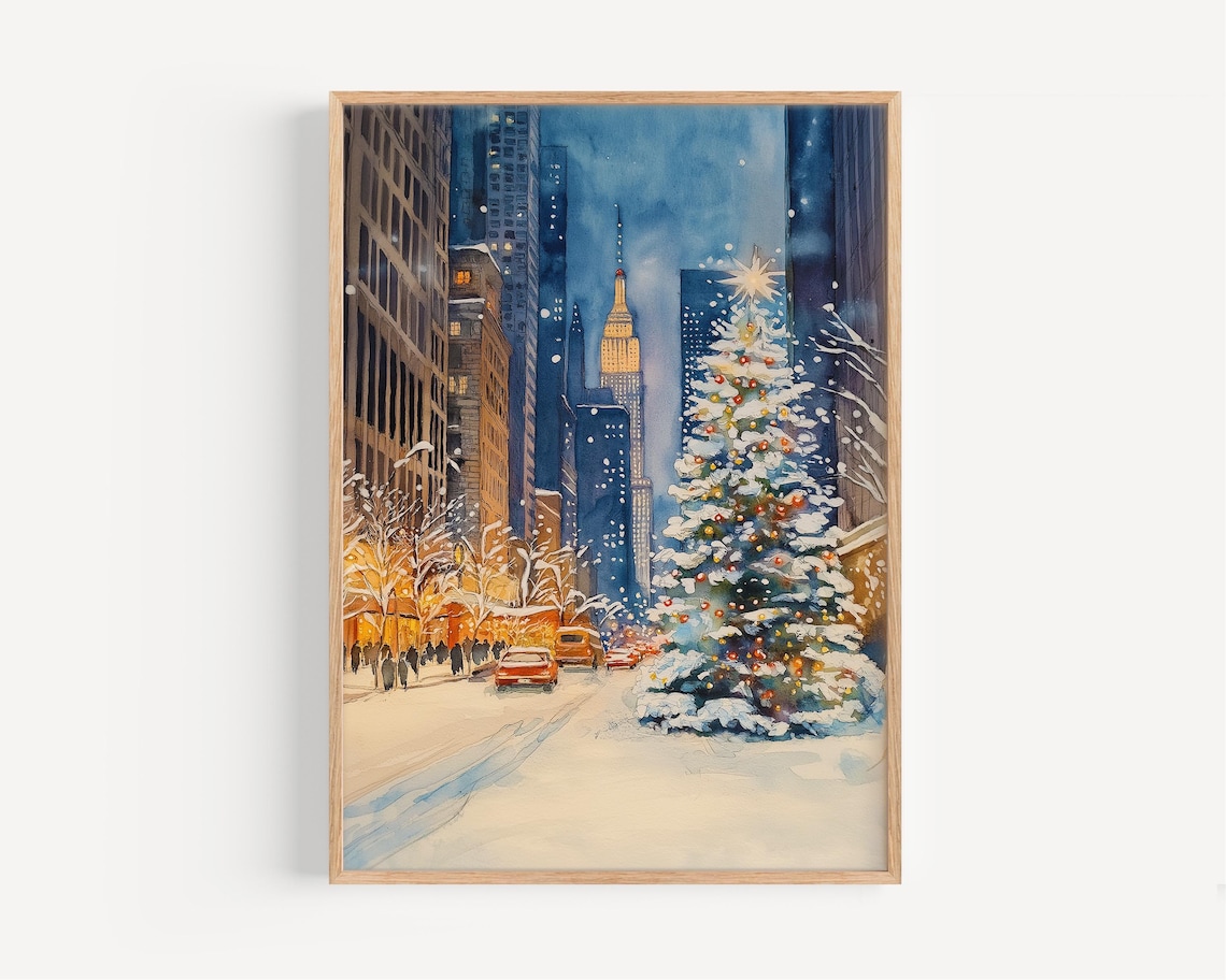 New York Watercolor Painting Travel Poster