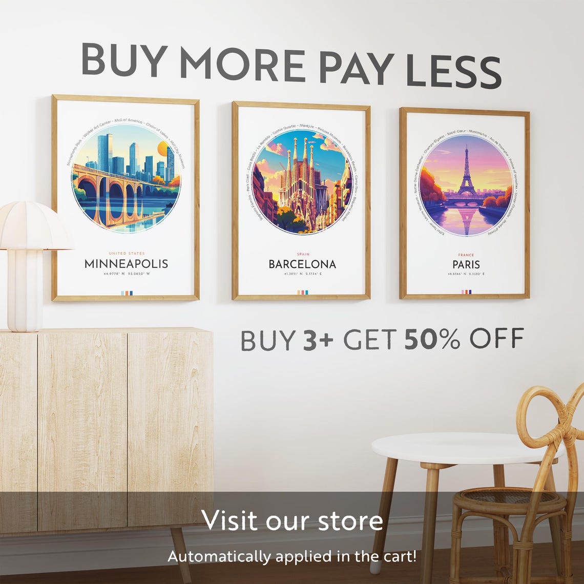 Minneapolis City Poster United States Travel Print Wall Art Travel Gift Landscape City Art Wall Decor Birthday Gift - Image 3