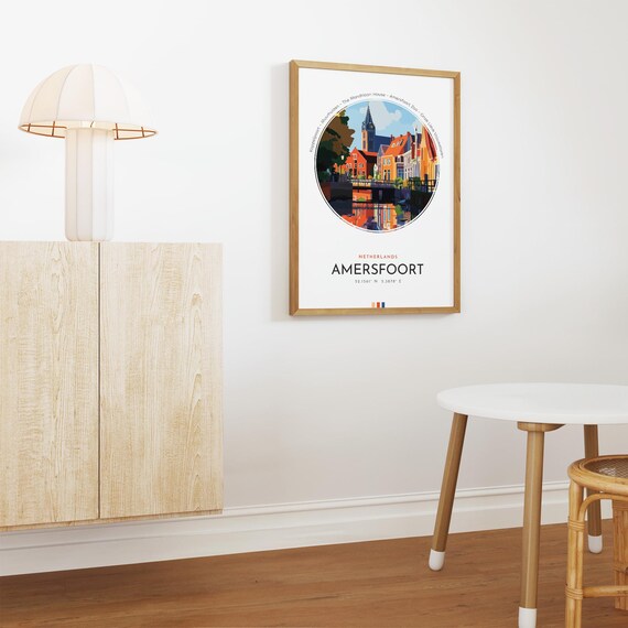Amersfoort Netherlands Canal Old Town Church Tower Travel Poster