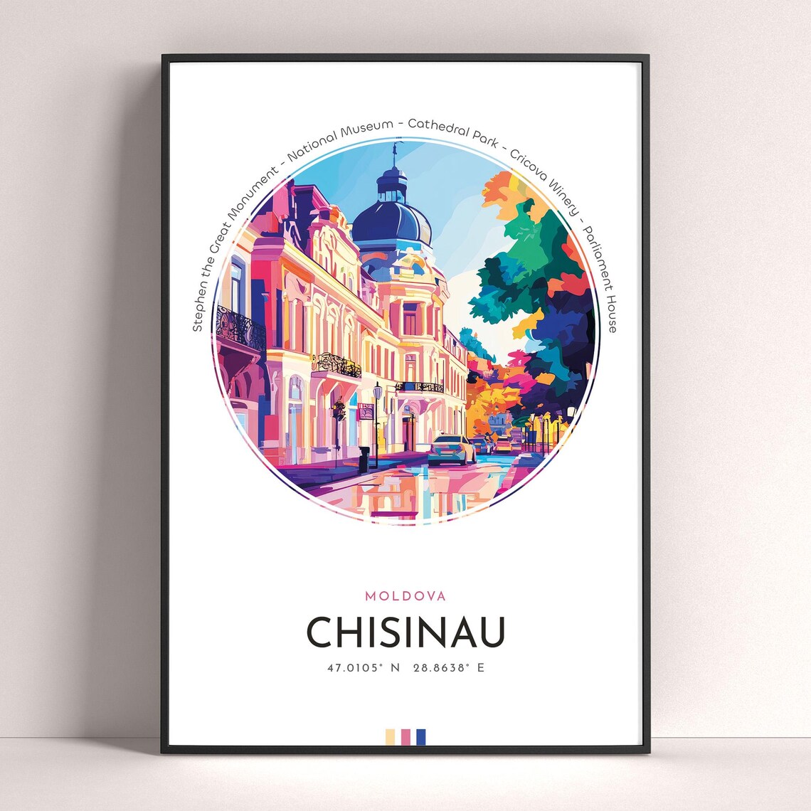 Chisinau Moldova Colorful Historic Street Architecture Travel Poster