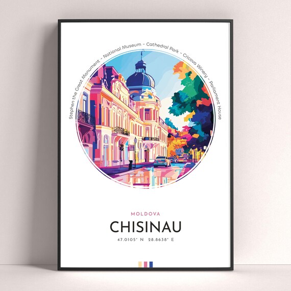 Chisinau Moldova Colorful Historic Street Architecture Travel Poster