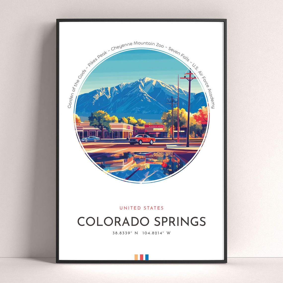 Colorado Springs City Poster United States Travel Print Wall Art Travel Gift Landscape City Art Wall Decor