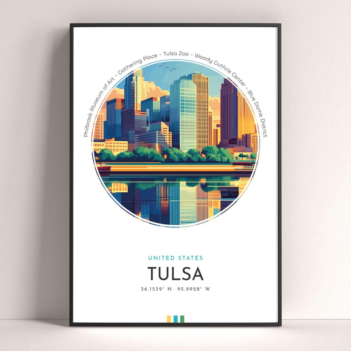 Tulsa City Poster United States Travel Print Wall Art Travel Gift Landscape City Art Wall Decor Birthday Gift