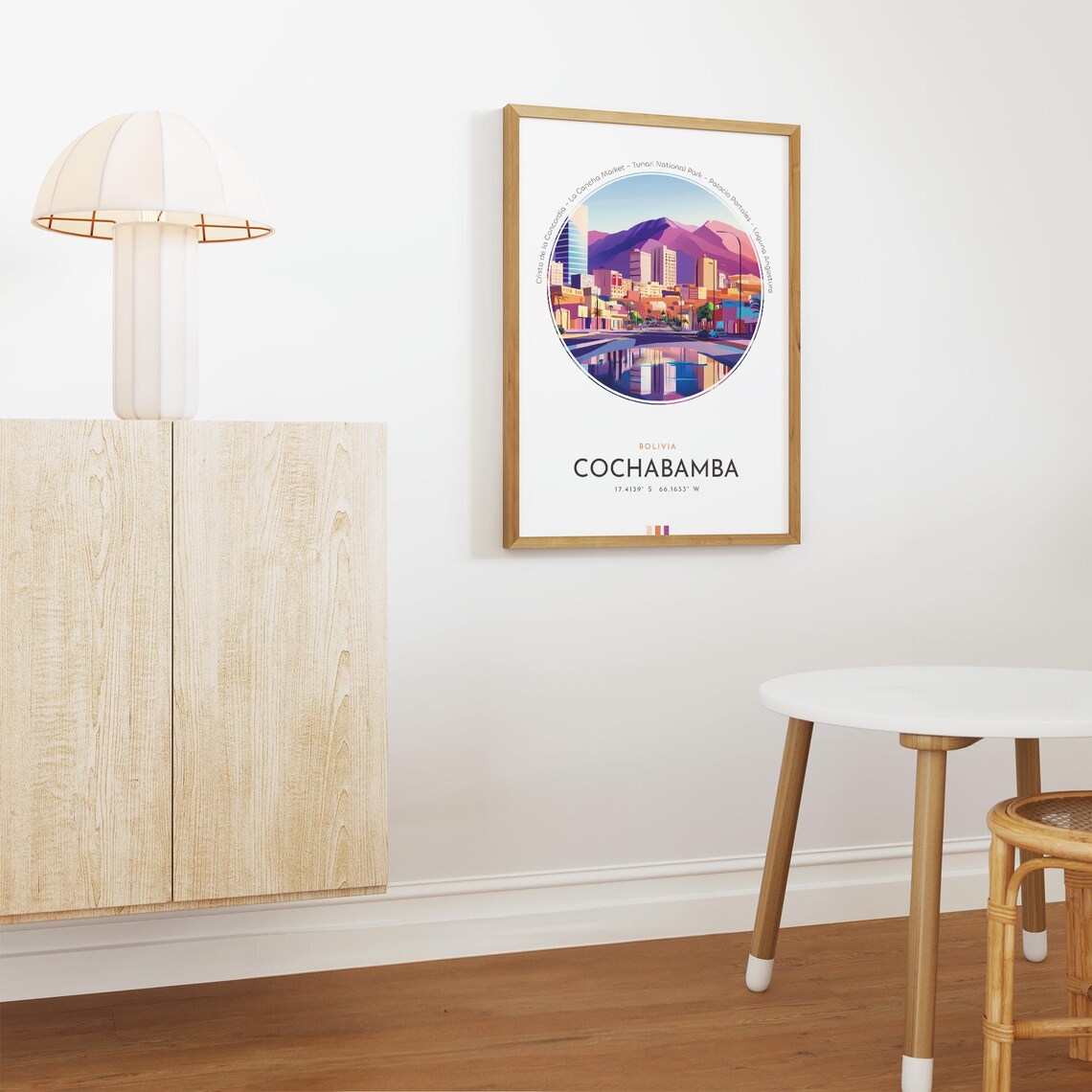 Cochabamba Bolivia City Skyline Mountain Sunset Travel Poster