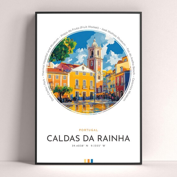Caldas da Rainha Portugal Ceramics Town Square Travel Poster