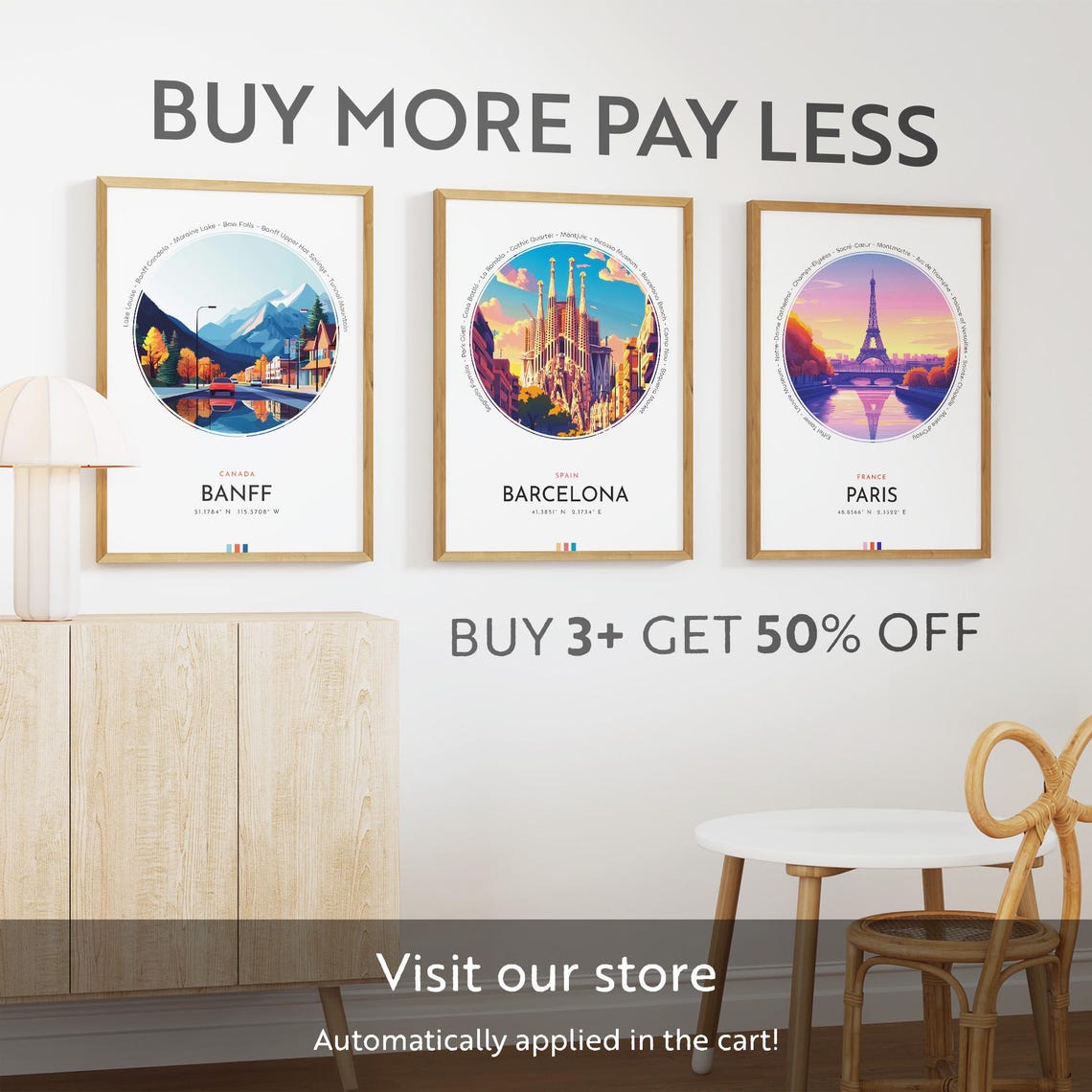 Banff Canada Scenic Rocky Mountain Town Street View Travel Poster - Image 3