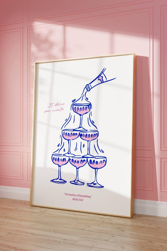 Dolce Far Niente Print Mediterranean Wall Art Cheers Print Bar Cart Wall Decor Trendy Kitchen Wall Art Bar Posters Kitchen