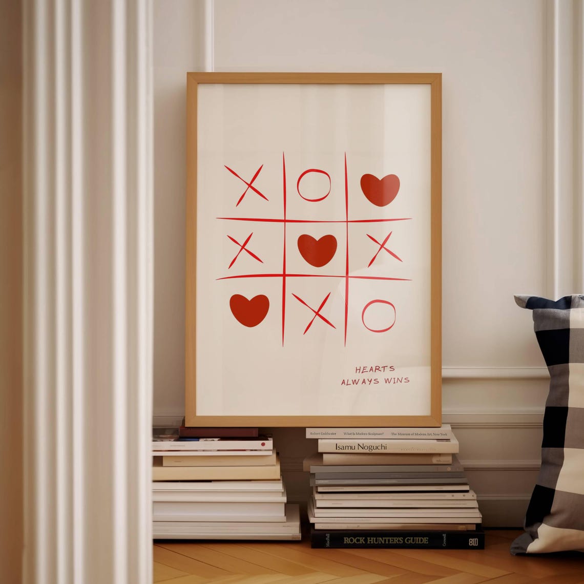 Hearts Always Wins Red Tic Tac Toe Heart Game Playful Art Poster