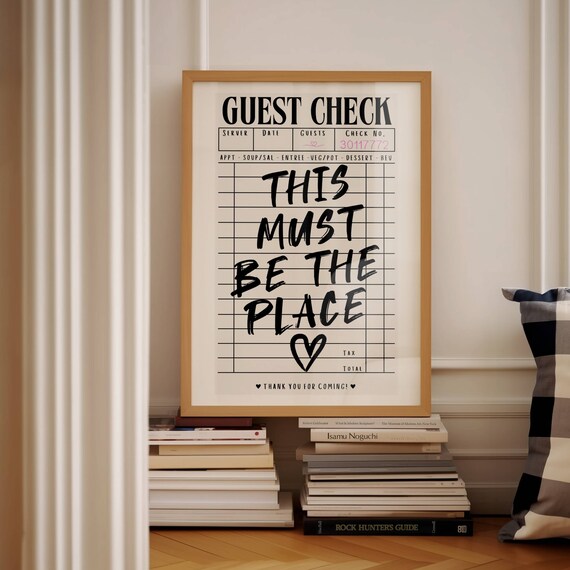 Guest Check Receipt This Must Be The Place Poster Bar Cart Art Retro Print Kitchen Prints Living Room Decor Hosting