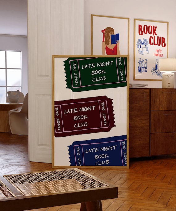 Late Night Book Club Admit One Ticket Stub Literary Art Poster
