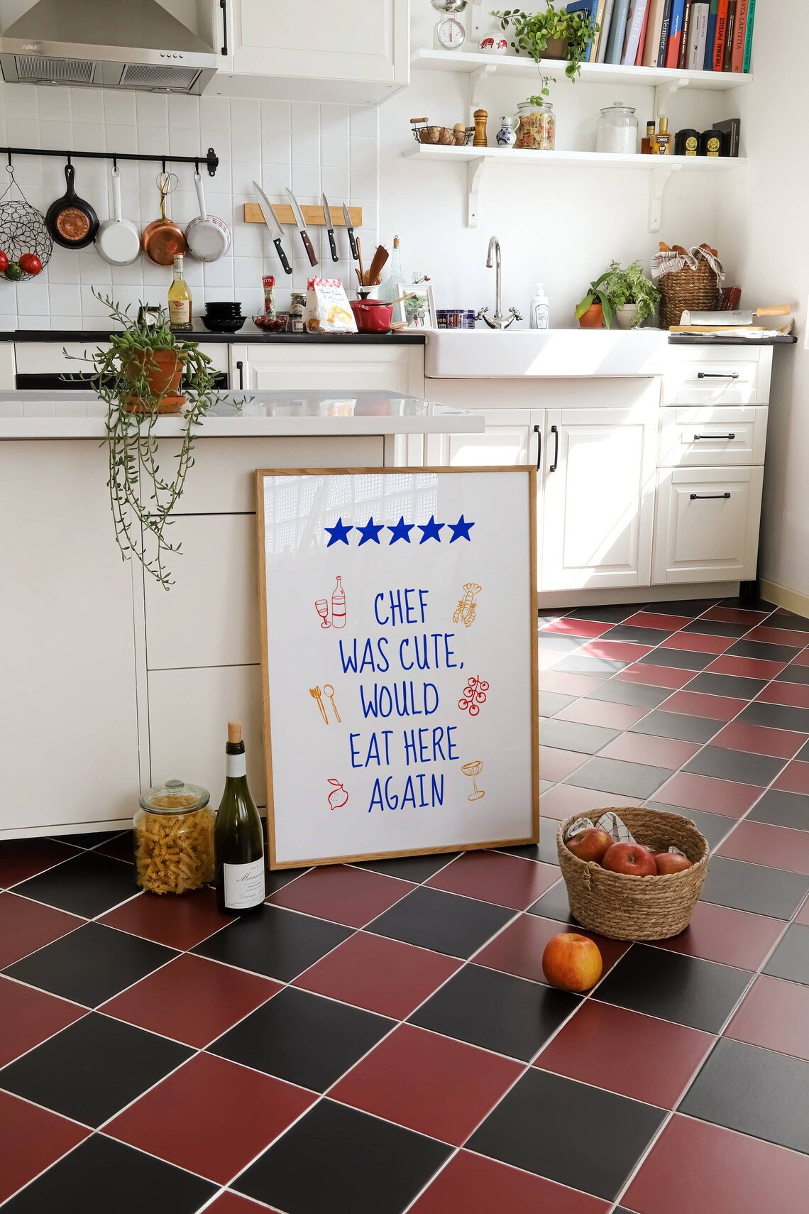 Chef Was Cute Retro Kitchen Poster Print - Image 5