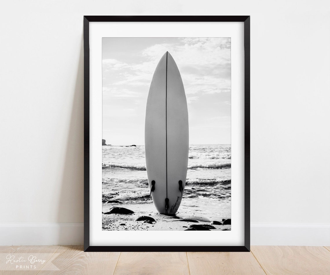 Beach Surfboard Art Print, Beach Decor