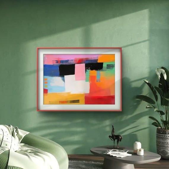 Colorful Geometric Abstract Painting Bold Modern Wall Art Vibrant Contemporary Home Decor