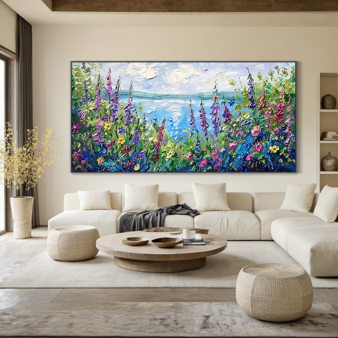 Colorful Wildflower Meadow Lakeside Bloom Impasto Floral Poster - Image 6