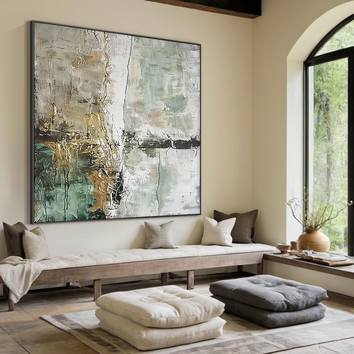 Green Abstract Oil Painting Modern Wall Art Print - Image 2