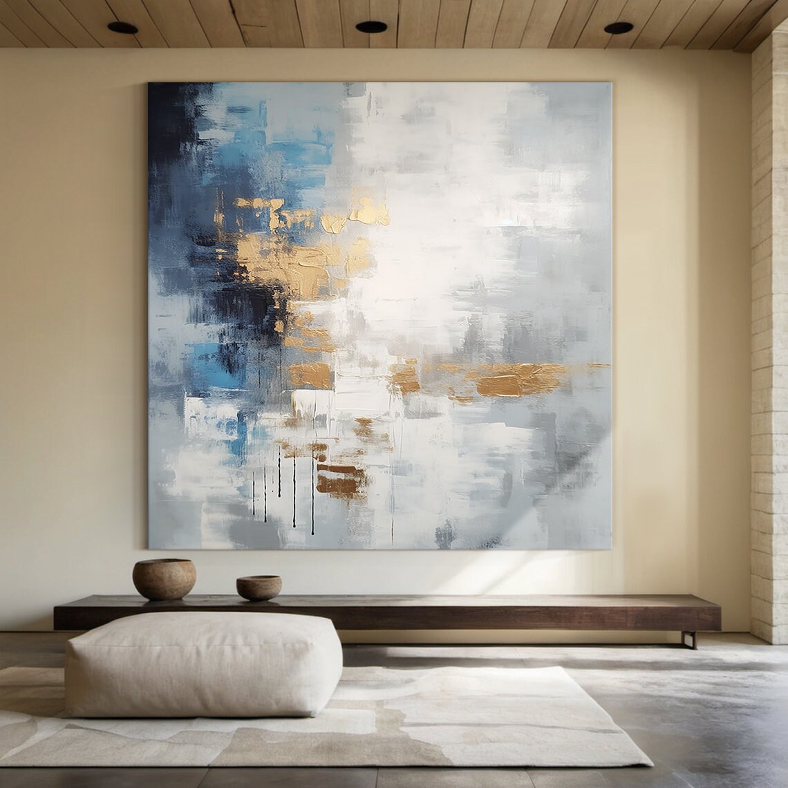 Grey and White Abstract Painting, Minimalist Art Print - Image 2