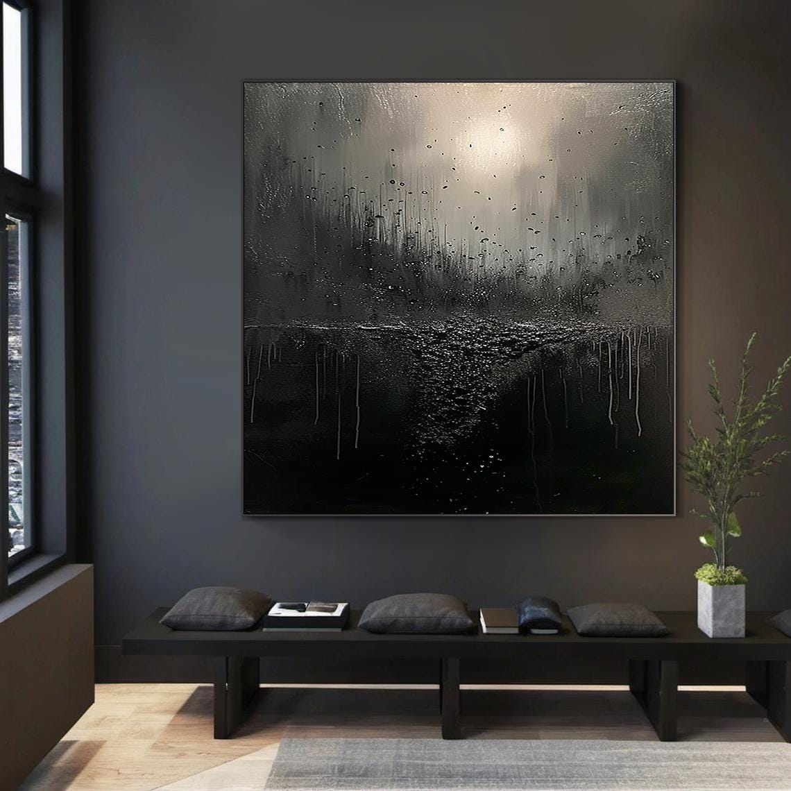 Black Drip Textured Abstract Painting Wabi Sabi Modern Wall Art Poster - Image 4