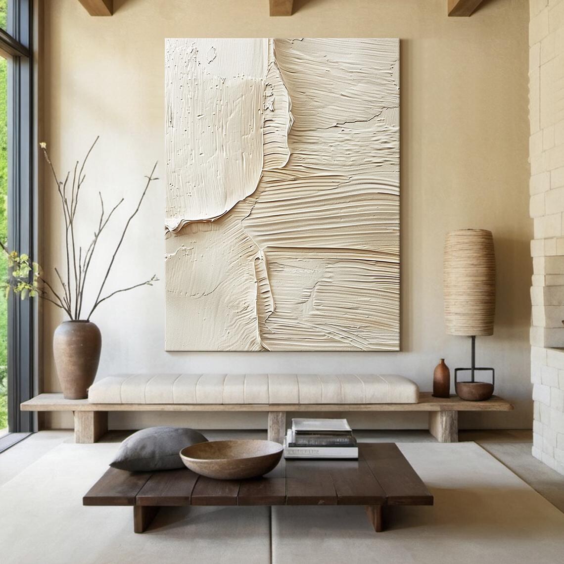 Beige Abstract Painting, Modern Living Room Art Print - Image 5