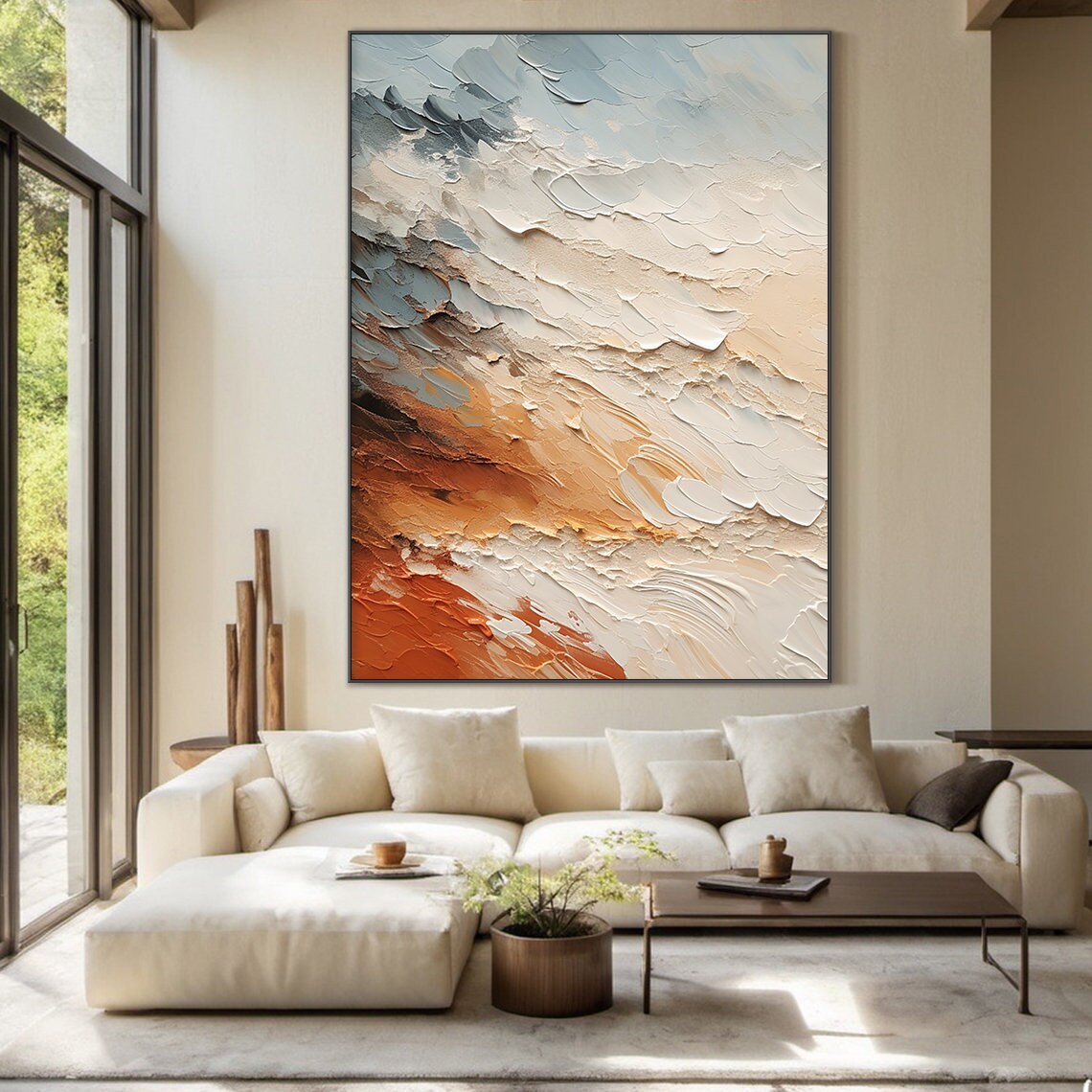 Gray and Blue Ocean Waves Beach Abstract Art Print