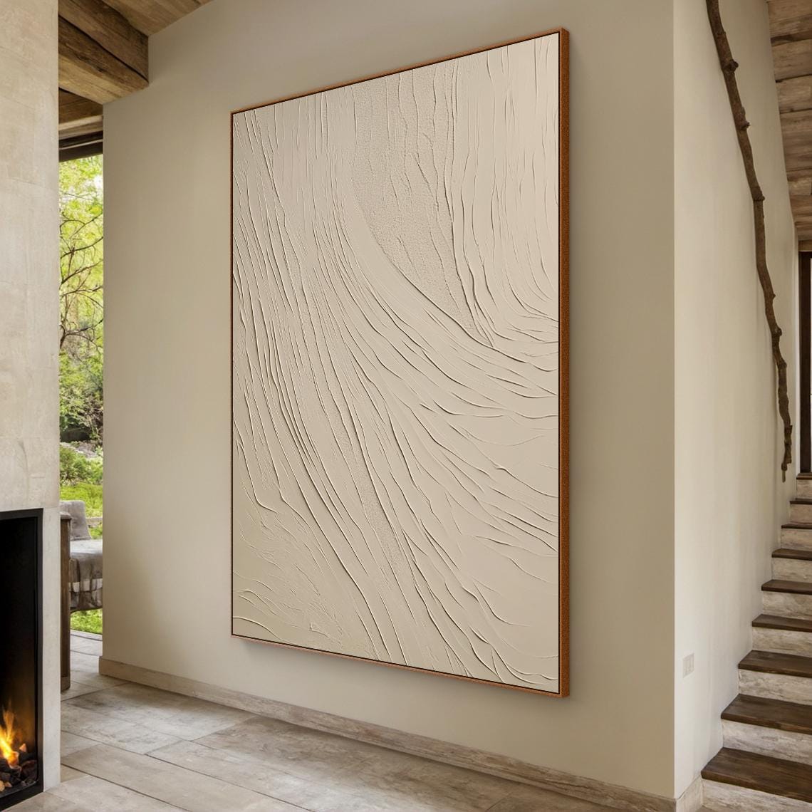 Pure Beige Wabi Sabi Wall Art Pure Beige Abstract Painting Large Beige Simple Wall Art Beige Textured Painting Modern Home Decor - Image 6