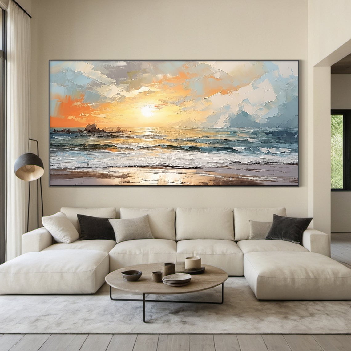 Seaside Sunrise Ocean Waves, Abstract Art Print - Image 4