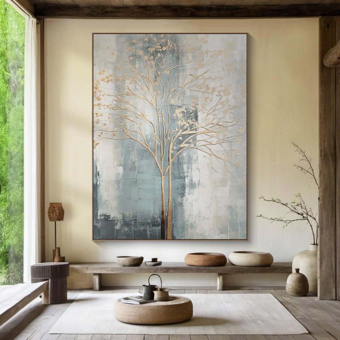 Brown Abstract Tree Art Print, Modern Living Room - Image 3