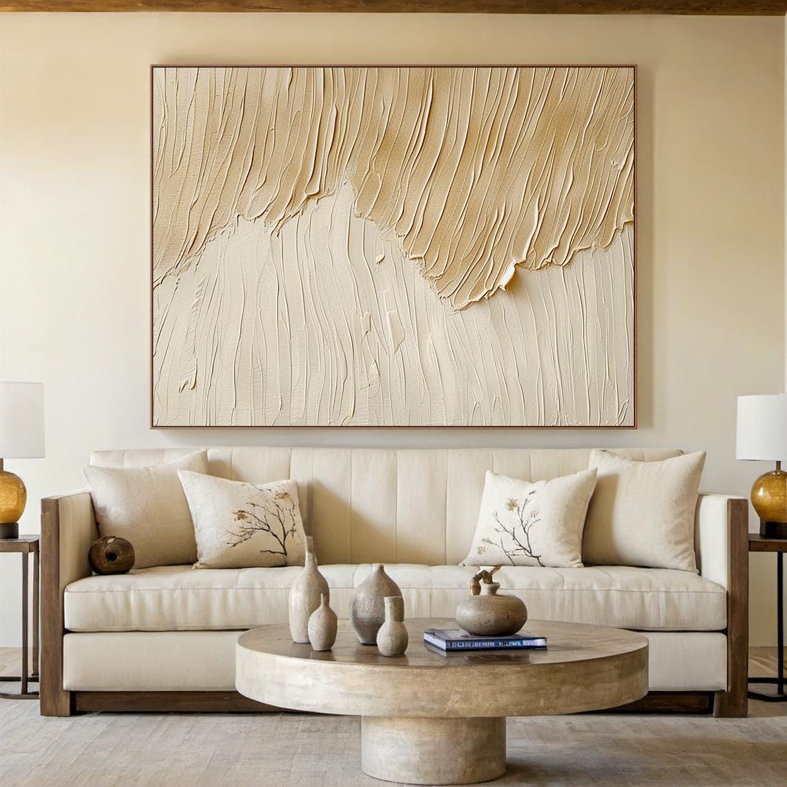 Original Brown Abstract Oil Painting Decorative Painting Beige Textured Wabi Sabi Wall Painting Beige Abstract Art Modern Home Decor - Image 5