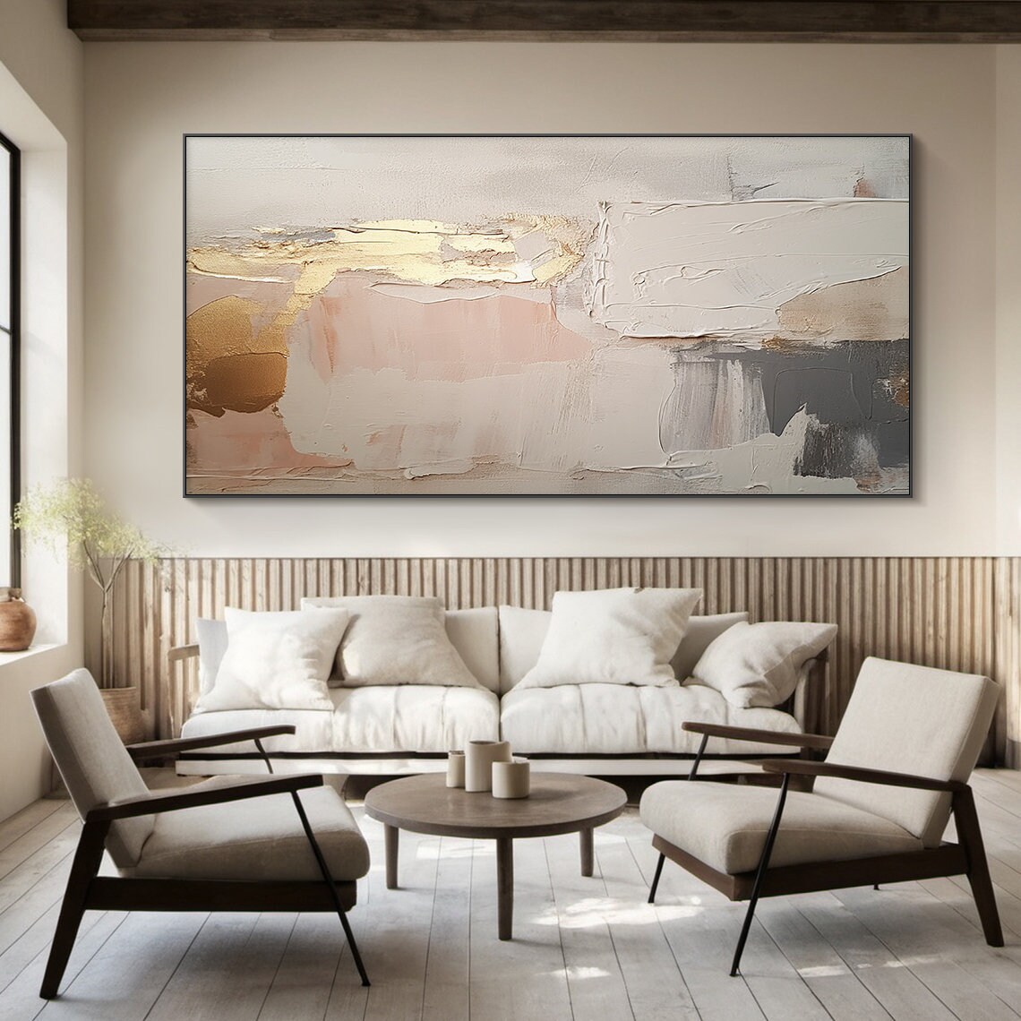 Pink Abstract Texture Art Print, Modern Living Room - Image 2