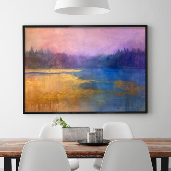 Large Abstract River Landscape Oil Painting On Original Textured Wall Decor Modern Minimalist Wall Art Living Room Home Art Decor