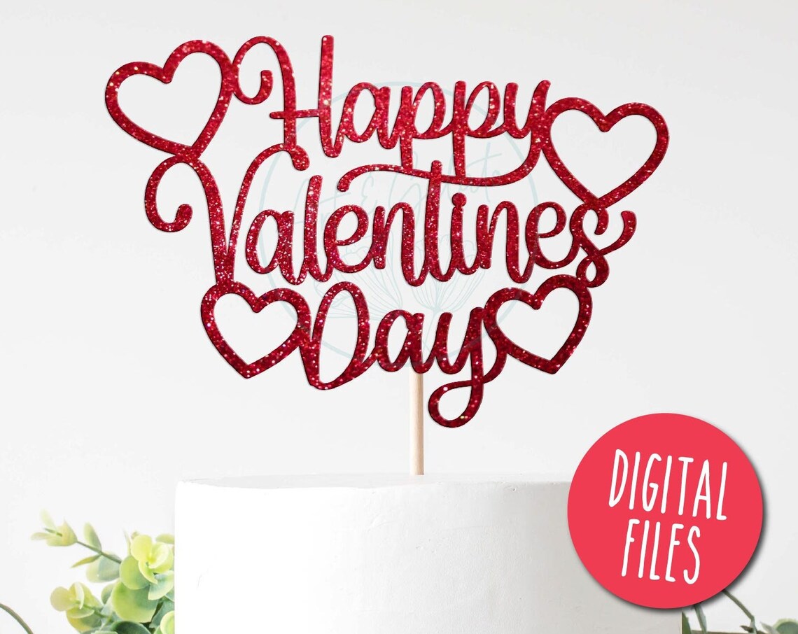 Happy Valentines Day Cake Topper, Valentine Sign Art Print