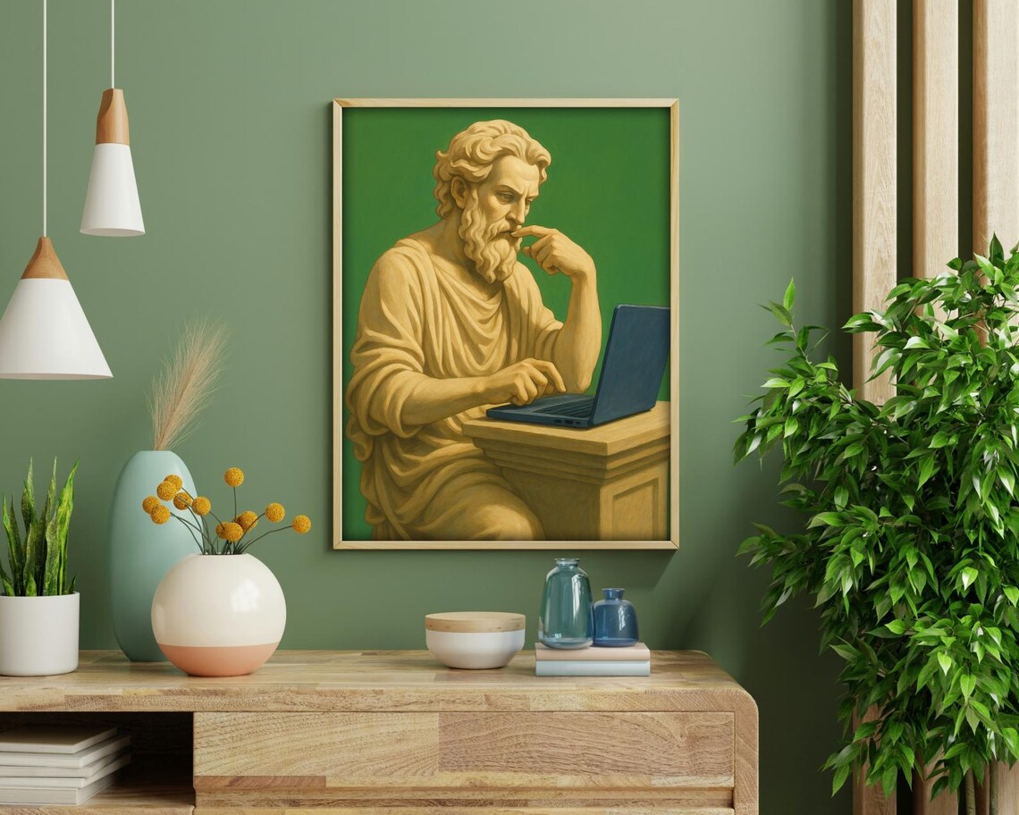 Philosopher With Laptop - Modern Art Print - Image 2